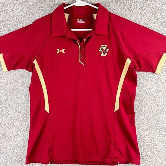 Boston College Eagles Golf Polo Shirt Womens Large Red Casual Preppy Under Armou - Picture 1 of 13